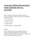 ATI PN 2026 CERTIFICATION EVALUATION TESTED QUESTIONS WITH FULL SOLUTIONS