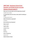 ANPH 1002 - Respiratory System Exam Questions and Verified Answers Accurate Solutions Already Graded A&plus; 