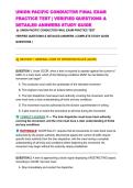UNION PACIFIC CONDUCTOR FINAL EXAM PRACTICE TEST &vert; VERIFIED QUESTIONS & DETAILED ANSWERS STUDY GUIDE