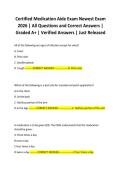 Certified Medication Aide Exam Newest Exam 2026 &vert; All Questions and Correct Answers &vert; Graded A&plus; &vert; Verified Answers &vert; Just Released