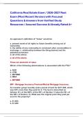 California Real Estate Exam &sol; 2026-2027 Real  Exam &lpar;Most Recent Version&rpar; with Focused  Questions & Answers from Verified Study  Resources &sol; Assured Success & Already Rated A&plus; 