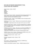 MIS 3353 DATABASE MANAGEMENT FINAL QUESTIONS AND ANSWERS