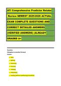 ATI Comprehensive Predictor Retake  Review NEWEST 2025&sol;2026 ACTUAL  EXAM COMPLETE QUESTIONS AND  CORRECT DETAILED ANSWERS  &lpar;VERIFIED ANSWERS&rpar; &vert;ALREADY  GRADED A&plus;