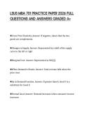 LSUS MBA 701 PRACTICE PAPER 2026 FULL QUESTIONS AND ANSWERS GRADED A&plus;