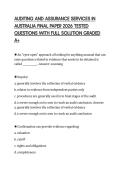 AUDITING AND ASSURANCE SERVICES IN AUSTRALIA FINAL PAPER 2026 TESTED QUESTIONS WITH FULL SOLUTION GRADED A&plus;