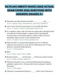 HLTH 644 OBESITY BASICS QUIZ ACTUAL EXAM PAPER 2026 QUESTIONS WITH ANSWERS GRADED A&plus;