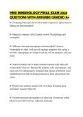 HMX IMMUNOLOGY FINAL EXAM 2026  QUESTIONS WITH ANSWERS GRADED A&plus;