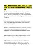 HMX IMMUNOLOGY FINAL PRACTICE TEST  2026 QUESTIONS WITH ANSWERS GRADED  A&plus;