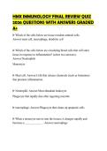 HMX IMMUNOLOGY FINAL REVIEW QUIZ  2026 QUESTIONS WITH ANSWERS GRADED  A&plus;