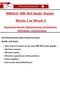 NR503&sol; NR 503 Studẏ Guide   Week 1 to Week 4  Population Health&comma; Epideṃiologẏ & Statistical  Principles - Chaṃberlain 