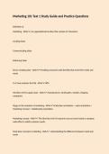 Marketing 101 Test 1 Study Guide and Practice Questions