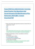 Texas Child Care Administrator Licensing Exam Study Guide&colon; 100 Practice Questions & Answers