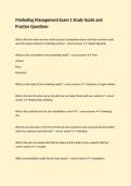 Marketing Management Exam 1 Study Guide and Practice Questions