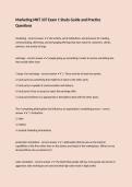 Marketing MKT 337 Exam 1 Study Guide and Practice Questions
