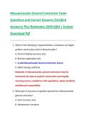 Massachusetts General Contractor Exam  Questions and Correct Answers &lpar;Verified  Answers&rpar; Plus Rationales 2026 Q&A &vert; Instant  Download Pdf