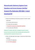 Massachusetts Stationary Engineer Exam  Questions and Correct Answers &lpar;Verified  Answers&rpar; Plus Rationales 2026 Q&A &vert; Instant  Download Pdf