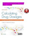 Test Bank for Calculating Drug Dosages&colon; A Patient-Safe Approach to Nursing and Math&comma; 2nd Edition by Castillo & Werner-McCullough &vert; Complete Chapters 1-22 &vert; Verified Questions & Answers &vert; NCLEX-RN&reg; & NCLEX-PN&reg; Dosage Calculation Prep 