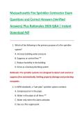 Massachusetts Fire Sprinkler Contractor Exam  Questions and Correct Answers &lpar;Verified  Answers&rpar; Plus Rationales 2026 Q&A &vert; Instant  Download Pdf