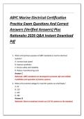 ABYC Marine Electrical Certification  Practice Exam Questions And Correct  Answers &lpar;Verified Answers&rpar; Plus  Rationales 2026 Q&A Instant Download  Pdf 