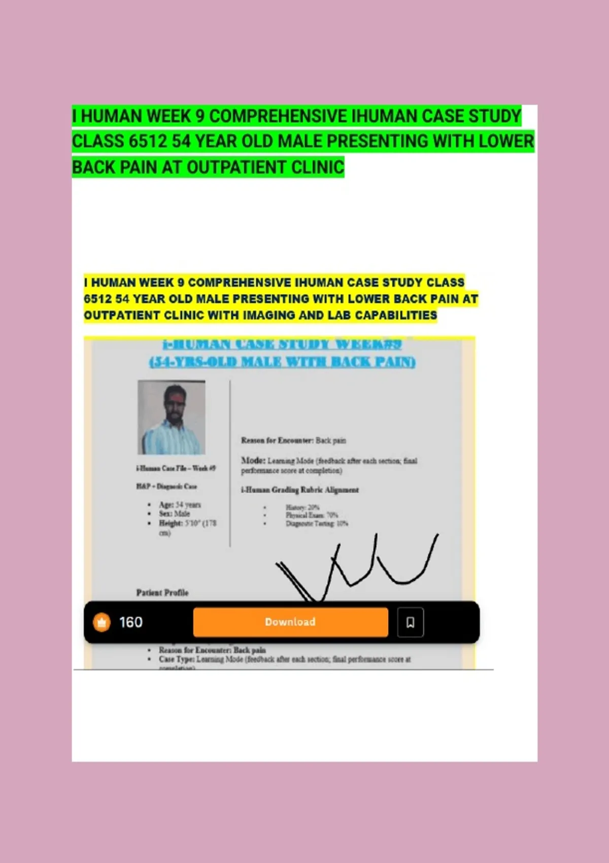 I HUMAN WEEK 9 COMPREHENSIVE IHUMAN CASE STUDY CLASS 6512 54 YEAR OLD ...