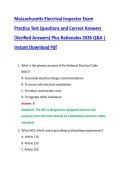 Massachusetts Electrical Inspector Exam  Practice Test Questions and Correct Answers  &lpar;Verified Answers&rpar; Plus Rationales 2026 Q&A &vert;  Instant Download Pdf 