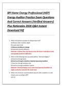 BPI Home Energy Professional &lpar;HEP&rpar;  Energy Auditor Practice Exam Questions  And Correct Answers &lpar;Verified Answers&rpar;  Plus Rationales 2026 Q&A Instant  Download Pdf 