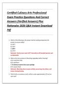 Certified Culinary Arts Professional  Exam Practice Questions And Correct  Answers &lpar;Verified Answers&rpar; Plus  Rationales 2026 Q&A Instant Download  Pdf 