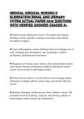 MEDICAL SURGICAL NURSING II ELIMINATION RENAL AND URINARY SYSTEM ACTUAL PAPER 2026 QUESTIONS WITH VERIFIED ANSWERS GRADED A&plus;