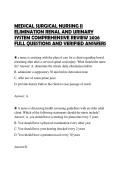 MEDICAL SURGICAL NURSING II ELIMINATION RENAL AND URINARY SYSTEM COMPREHENSIVE REVIEW 2026 FULL QUESTIONS AND VERIFIED ANSWERS