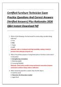 Certified Furniture Technician Exam  Practice Questions And Correct Answers  &lpar;Verified Answers&rpar; Plus Rationales 2026  Q&A Instant Download Pdf 