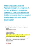Virginia Commercial Pesticide  Applicator Category 1C Fumigation of  Soil and Agricultural Commodities  Certification Exam Practice Questions  And Correct Answers &lpar;Verified Answers&rpar;  Plus Rationale 2026 Q&A&vert; Instant  Download Pdf  