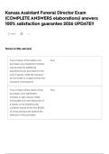 Kansas Assistant Funeral Director Exam &lpar;COMPLETE ANSWERS elaborations&rpar; answers 100&percnt; satisfaction guarantee 2026 UPDATE&excl;&excl;