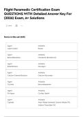 Flight Paramedic Certification Exam QUESTIONS WITH Detailed Answer Key For &lpar;2026&rpar; Exam&comma; A&plus; Solutions