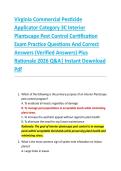 Virginia Commercial Pesticide  Applicator Category 3C Interior  Plantscape Pest Control Certification  Exam Practice Questions And Correct  Answers &lpar;Verified Answers&rpar; Plus  Rationale 2026 Q&A&vert; Instant Download  Pdf   
