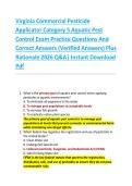 Virginia Commercial Pesticide  Applicator Category 5 Aquatic Pest  Control Exam Practice Questions And  Correct Answers &lpar;Verified Answers&rpar; Plus  Rationale 2026 Q&A&vert; Instant Download  Pdf 