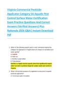 Virginia Commercial Pesticide  Applicator Category 5A Aquatic Pest  Control Surface Water Certification  Exam Practice Questions And Correct  Answers &lpar;Verified Answers&rpar; Plus  Rationale 2026 Q&A&vert; Instant Download  Pdf 