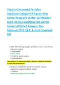 Virginia Commercial Pesticide  Applicator Category 5B Aquatic Pest  Control Mosquito Control Certification  Exam Practice Questions And Correct  Answers &lpar;Verified Answers&rpar; Plus  Rationale 2026 Q&A&vert; Instant Download  Pdf 