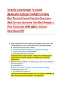 Virginia Commercial Pesticide  Applicator Category 6 Right-of-Way  Pest Control Exam Practice Questions  And Correct Answers &lpar;Verified Answers&rpar;  Plus Rationale 2026 Q&A&vert; Instant  Download Pdf  