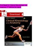 Test Bank for Clinical Kinesiology and Anatomy&comma; 7th Edition by Lynn S&period; Lippert  &vert; Chapters 1-21 &vert; Verified Questions & Answers with Clinical Rationales &vert; Physical Therapy&comma; Occupational Therapy & Kinesiology Exam Prep 