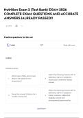 Nutrition Exam 2 &lpar;Test Bank&rpar;   EXAM 2026 COMPLETE EXAM QUESTIONS AND ACCURATE ANSWERS &vert;ALREADY PASSED&excl;&excl;