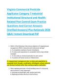 Virginia Commercial Pesticide  Applicator Category 7 Industrial  Institutional Structural and Health Related Pest Control Exam Practice  Questions And Correct Answers  &lpar;Verified Answers&rpar; Plus Rationale 2026  Q&A&vert; Instant Download Pdf 