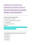 OSHA 30-Hour Construction Safety  Certification Exam Questions and Correct  Answers &lpar;Verified Answers&rpar; Plus Rationales  2026 Q&A &vert; Instant Download Pdf 