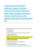 Virginia Commercial Pesticide  Applicator Category 7A General  Structural Pest Control Certification  Exam Practice Questions And Correct  Answers &lpar;Verified Answers&rpar; Plus  Rationale 2026 Q&A&vert; Instant Download  Pdf 