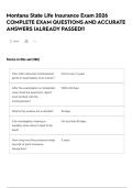 Montana State Life Insurance Exam 2026 COMPLETE EXAM QUESTIONS AND ACCURATE ANSWERS &vert;ALREADY PASSED&excl;&excl;