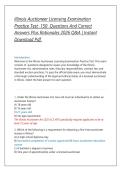 Illinois Auctioneer Licensing Examination Practice Test 150 Questions And Correct Answers Plus Rationales 2026 Q&A &vert; Instant Download Pdf&period;