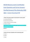 NCCER Masonry Level 2 Certification  Exam Questions and Correct Answers  &lpar;Verified Answers&rpar; Plus Rationales 2026  Q&A &vert; Instant Download Pdf 