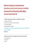 Master Carpenter Licensing Exam  Questions and Correct Answers &lpar;Verified  Answers&rpar; Plus Rationales 2026 Q&A &vert;  Instant Download Pdf 