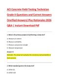 BUNDLE FOR ACI Concrete Field-Testing Technician Grade I AND II Questions and Correct Answers &lpar;Verified Answers&rpar; Plus Rationales 2026 Q&A &vert; Instant Download Pdf
