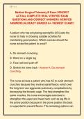 Medical Surgical Telemetry B Exam 2026&sol;2027  ACTUAL COMPLETE REAL VERIFIED EXAM  QUESTIONS AND CORRECT ANSWERS &lpar;VERIFIED  ANSWERS&rpar; ALREADY GRADED A&plus; &sol; NEWEST EXAM&excl;&excl;&excl; 