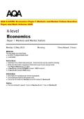 AQA A-LEVEL Economics Paper 1 Markets and Market Failure Question Paper and Mark Scheme 2025